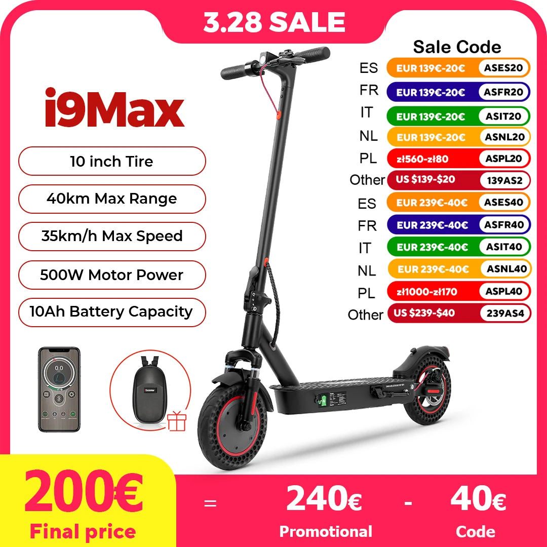 Hulajnoga elektryczna IScooter i9Max z EU za $211.51 / ~830zł