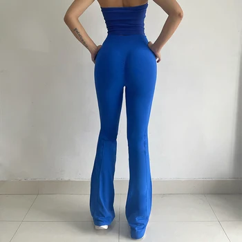 Pantaloni a zampa d'elefante da yoga a vita alta ad asciugatura rapida Leggings elasticizzati a gamba lunga attillati Pantaloni sportivi dimagranti da corsa con sollevamento dell'anca