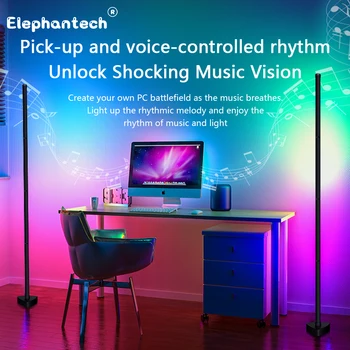 RGB LED 플로어 램프, 조도 조절이 가능한 141cm, 고도로 DIY 스탠드, RGB LED 무드 조명, 침실, 집 장식용 인테리어 조명