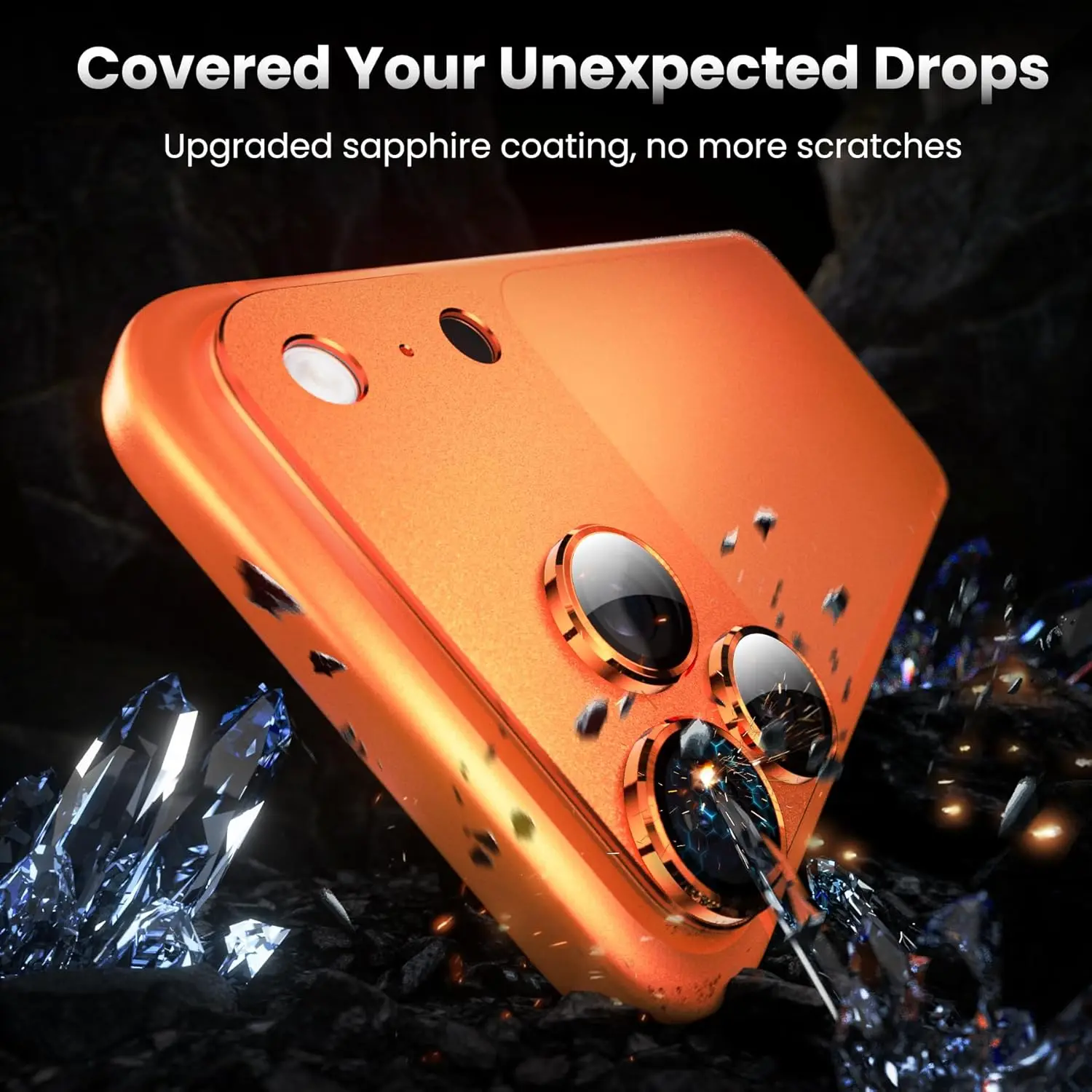 Cosmic Orange Metal Tempered Glass Camera Lens Protector Cover