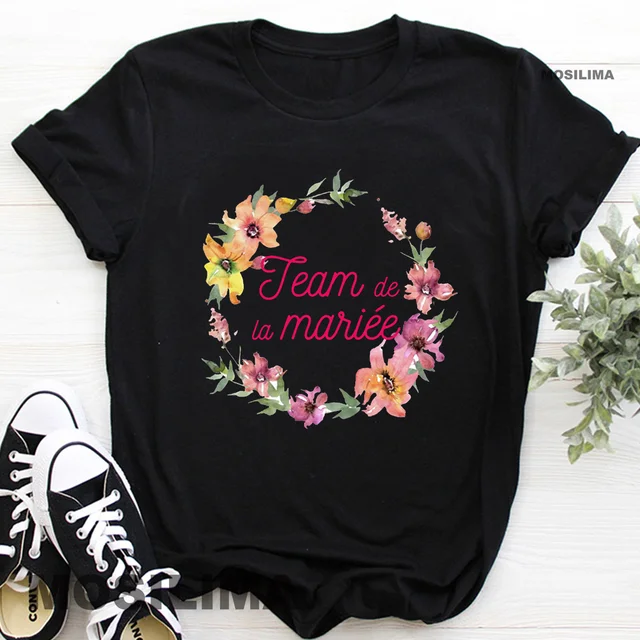 Team Bride Bachelorette Wedding Party Women Evjf Tee Shirt Casual ladies basic O-collar Pink Short Sleeved T-shirt Girl Black7