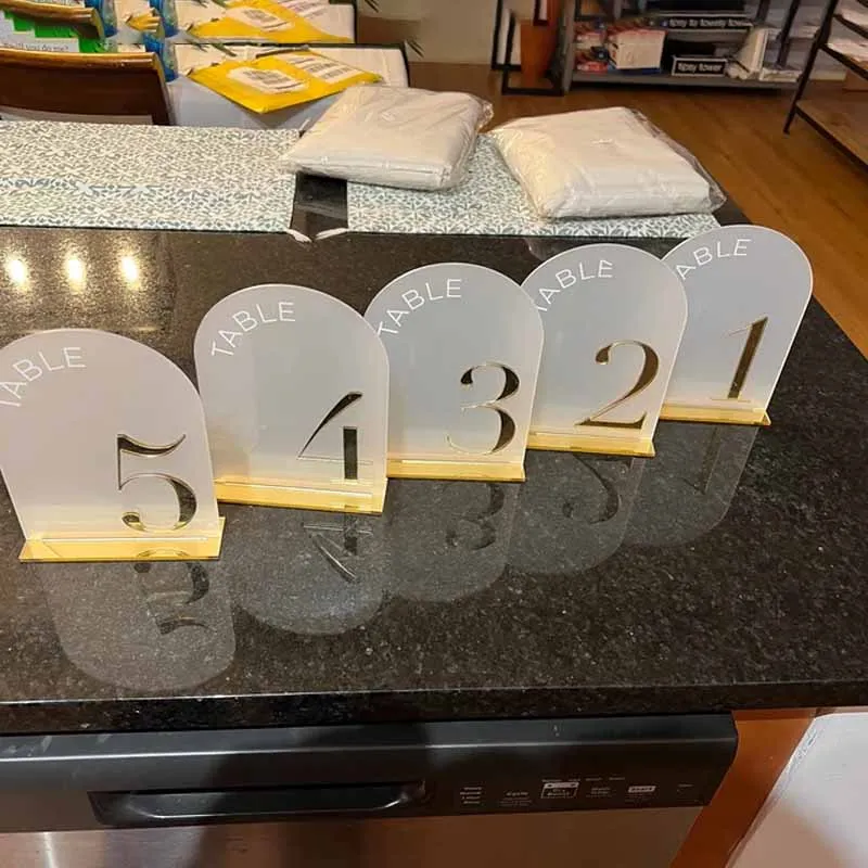 Arched Shape Table Numbers Gold Wedding Table Numbers with Stands 3D Wedding Reception Decor wedding table numbers