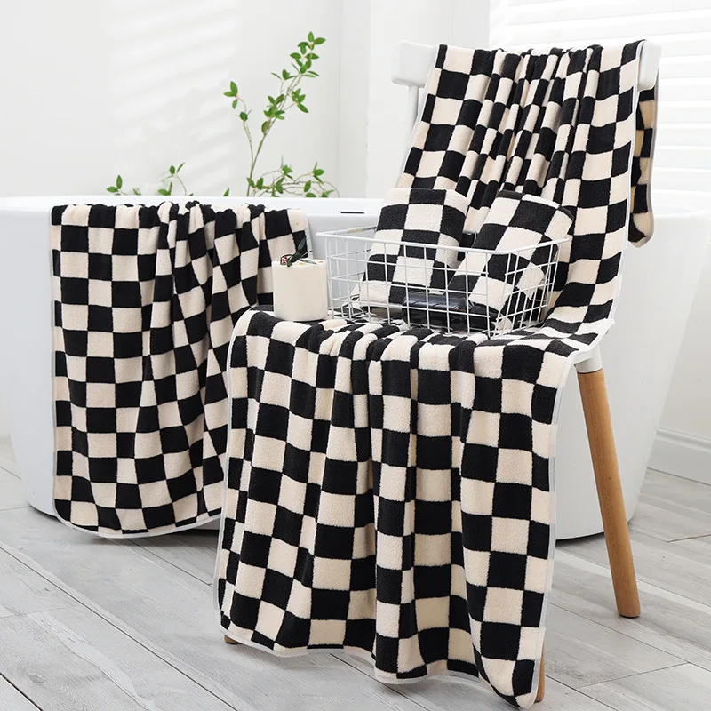 

Hand Towels for Bathroom Cotton Face Towels Soft Absorbent for Spa Bath Gym Kitchen, Bath Towel Decorative Checkerboard