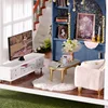 DIY Wooden Doll Houses Monet Garden Casa Miniature Model Kit Villa Dollhouse with Furniture Led Light for Friends Birthday Gifts 4