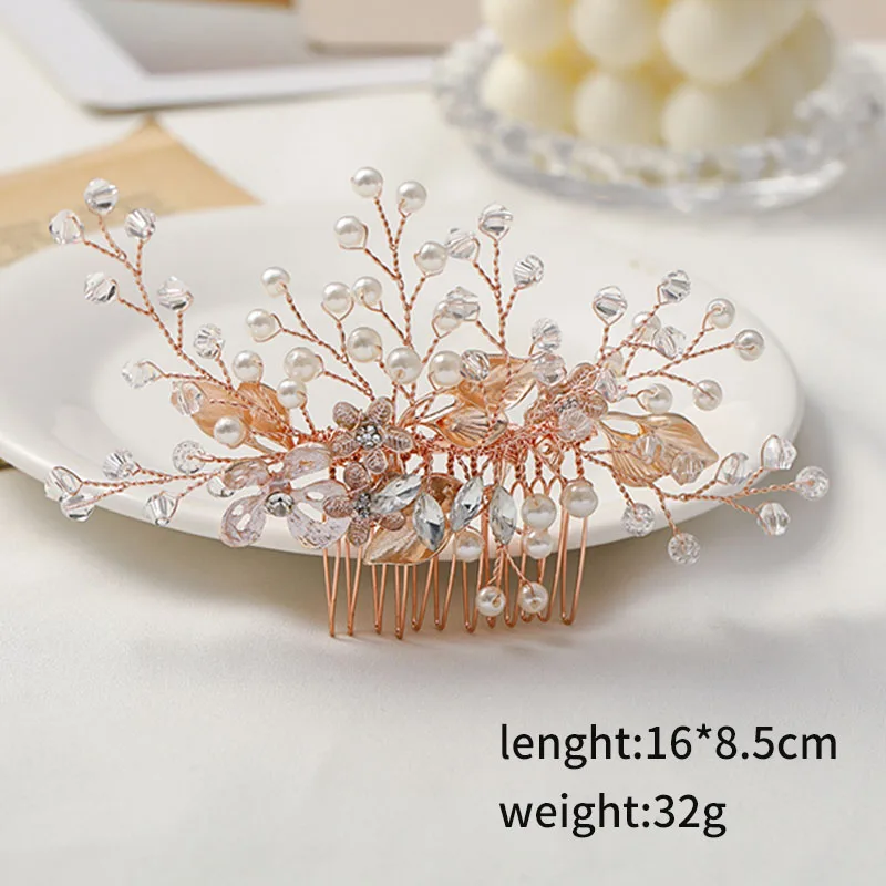 

Гребень для волос с листьями и цветами ручной работы, темпераментные аксессуары для волос невесты