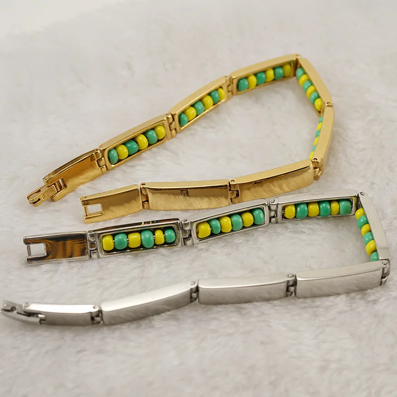 Stainless Steel Orula Protection Bracelet - Green & Yellow Beads, Unisex Good Luck Amulet For Men & Women - View #10