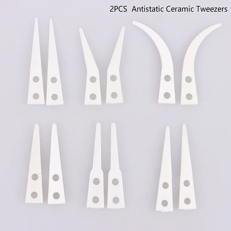 2pcs Anti-Static Ceramic Tweezers Straight/Little Curved/Big Curved Industrial