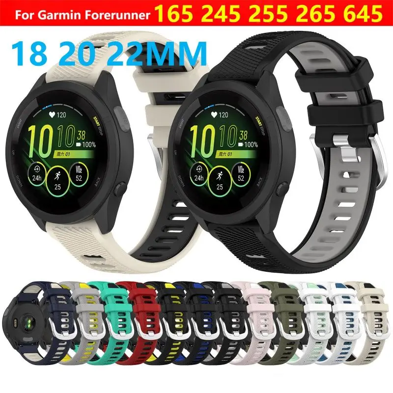 

Ремешок силиконовый для смарт-часов Garmin Forerunner 165 265 255 Music Vivoactive 3 4 5 CAME 2 SQ 3 3S, 18 20 22 мм