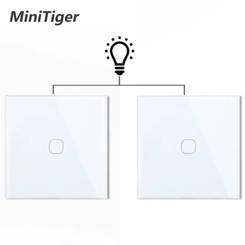 Minitiger-Interruptor de domótica e ignífugo para pared, enchufe táctil de luz para automatización de hogar inteligente con 2 modos a prueba de agua y fuego, EU, 1 cuadrilla, 2 unidades/paquete