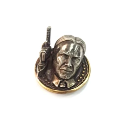 DIY Brass Man With Gun Knife Beads EDC Outdoors Tools Accessories Paracord Lanyard Hangings Copper Decoration
