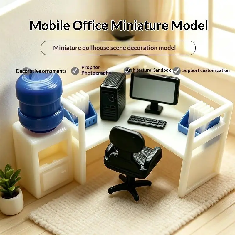 Kit Scrivania in Miniatura per Casa delle Bambole 1/12 con Tastiera e Sedia - immagine 2