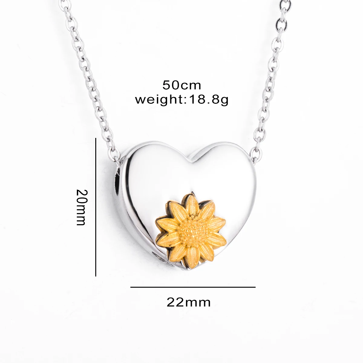 Heart Ashes Urn Pendant Necklace with Sunflower You Are My