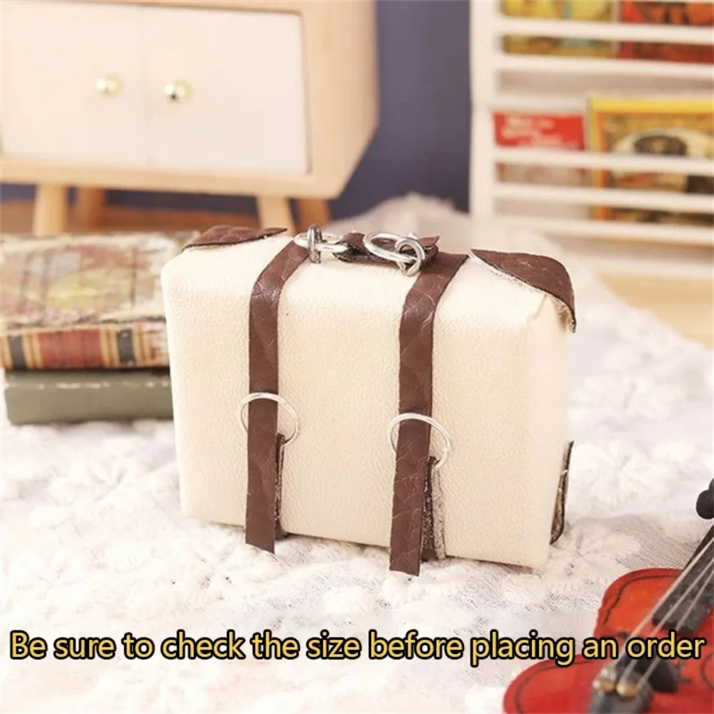 Dollhouse Furniture Leather Luggage Suitcase Model Leather Dollhouse Mini Suitcase Miniature Portable House Storage Box