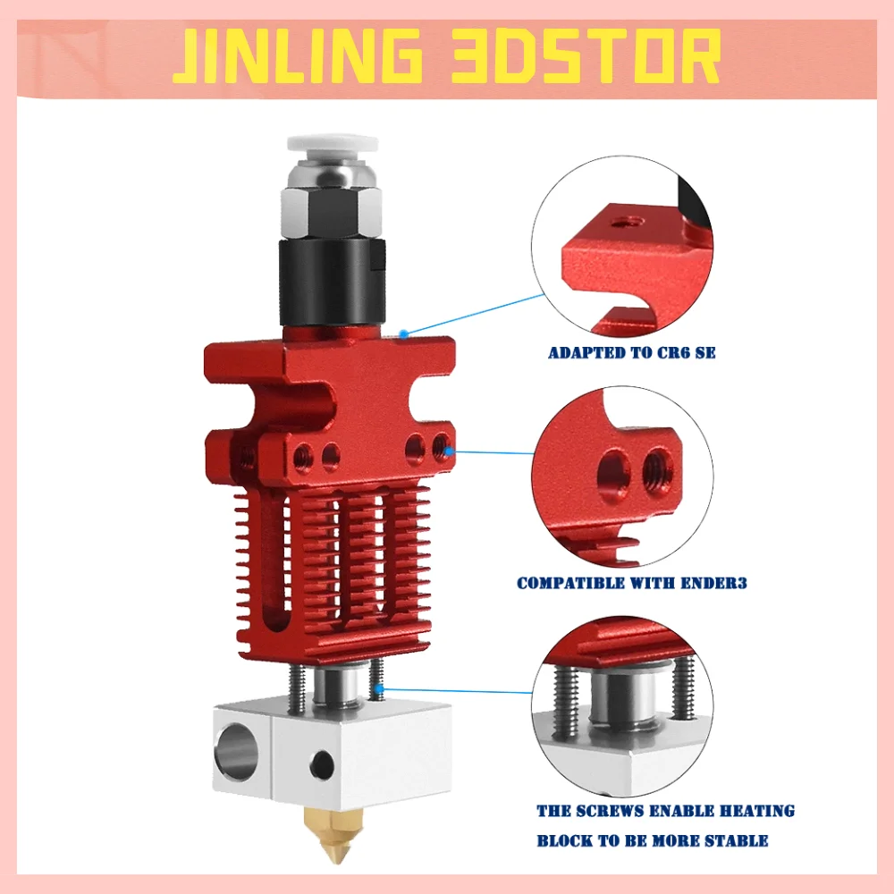 

3D Printer CR-6 SE Assembled Full Extruder Hotend Kit with Heating/Cooling/Leveling System Heating Block can be used for Ender 3