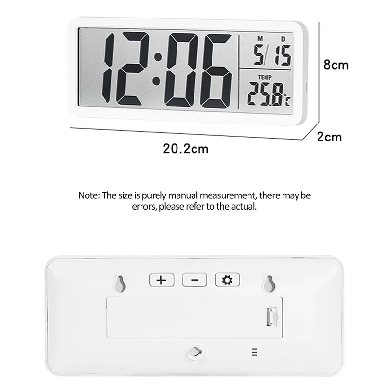 Digital Wall Clock Electronic Wall Mounted LCD Clock Modern Desktop Alarm Bedroom Home Decor with Date Temperature Display wall clock,digital wall clock,digital display clock