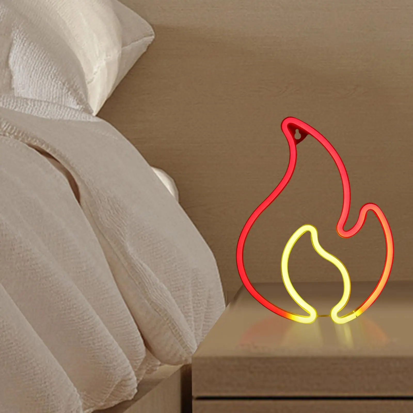 Flame LED Neon Sign Hanging Flame Shaped Light USB Powered Light up Signs Wall