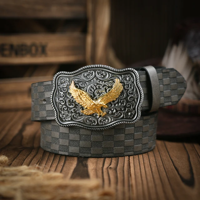 Cinturon De Vaquero Bonarty - Hebilla De Cinturón Vaquero Con águila Americana - Estilo Western Cinturon Cowboy Hombre