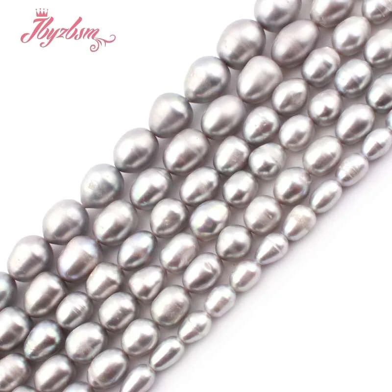 5-6,7-8,8-9mm Oval Gray Freshwater Pearl Loose Beads Natural Stone Beads For DIY Necklace Bracelets Jewelry Making Strand 15
