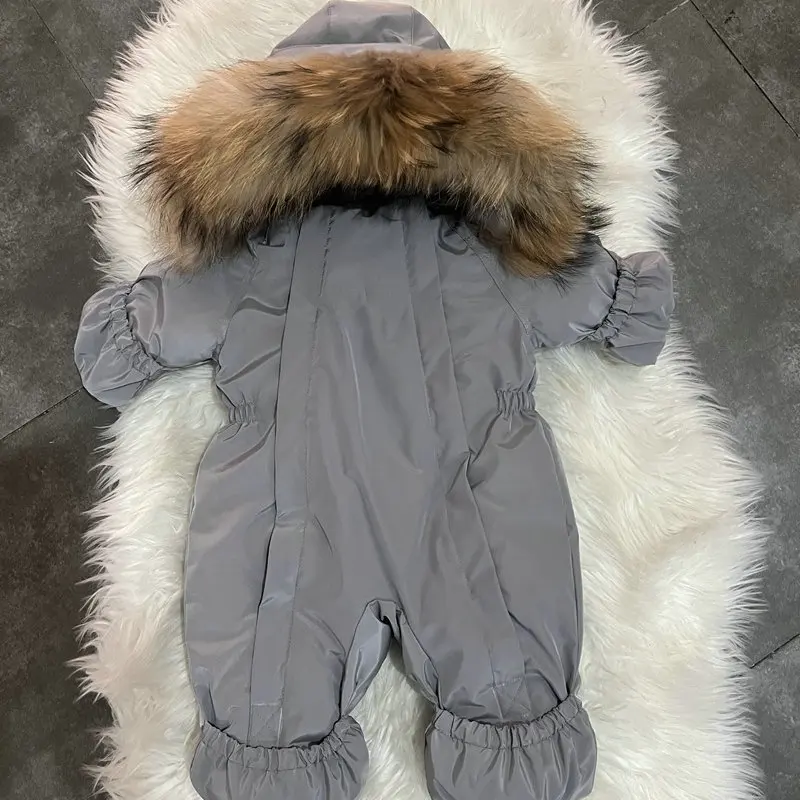 Children's Fleece-lined Thickened Cotton-Padded Hooded Boys and Girls Skiing Jumpsuit
