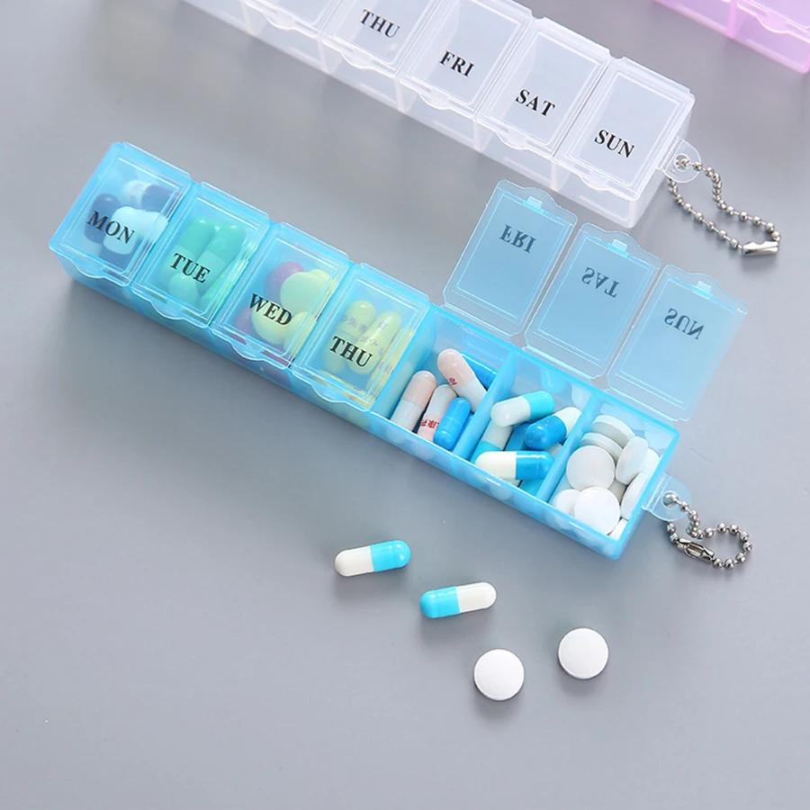 7 Days Weekly Pill Box Colorful Tablet Holder Storage Case For Medicine Button Open Drug Container Mini Box Pill Organizer