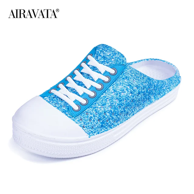 Women's Clogs Shoes Summer Beach Sandals Light Garden Shoes House Slippers Quick Dry Casual Flat Anti-Slip Flip Flops for Home sky blue