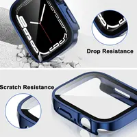 Boîtier en verre trempé pour Apple Watch 45mm 41mm 44mm 40mm, protecteur d'écran à bord droit, couverture Durable iWatch série 9 8 7 4 5 SE 6 5