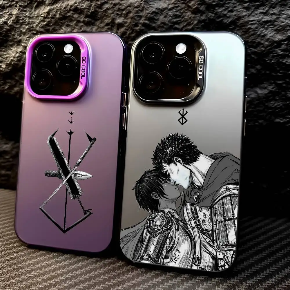 Berserk Anime Electroplated Silver Button Phone Case