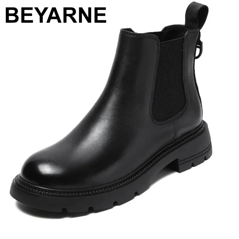

High Quality Spring Autumn Women Genuine Leather Boots Fashion Lace-UP Rubber Bottom Ankle Cow Leather Botas Female