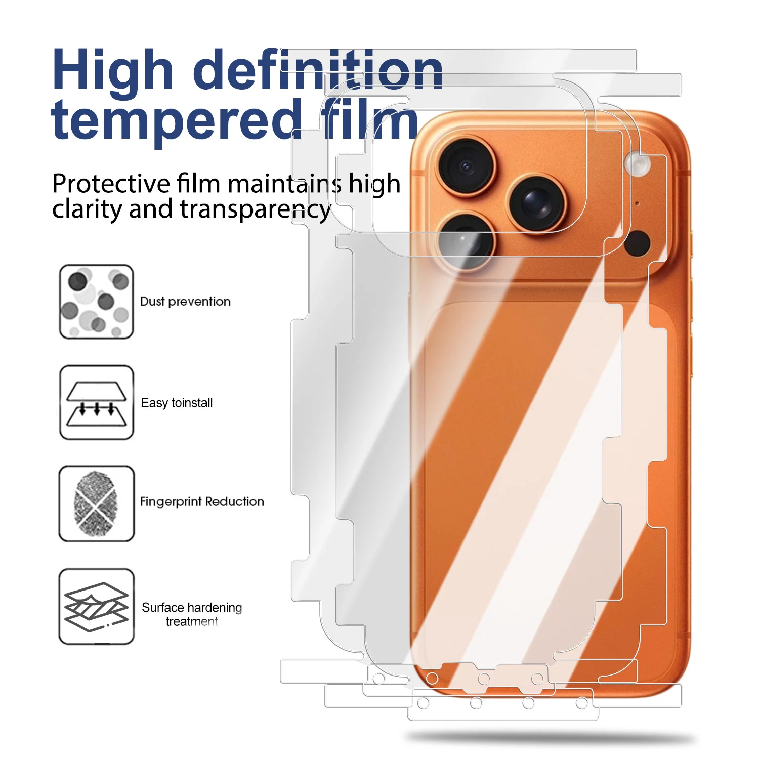 Back+Frame Hydrogel Film For iPhone 17 17Air 17Pro Max Clear Full Protection Border Side Back Protector Soft Films Not Glass 2