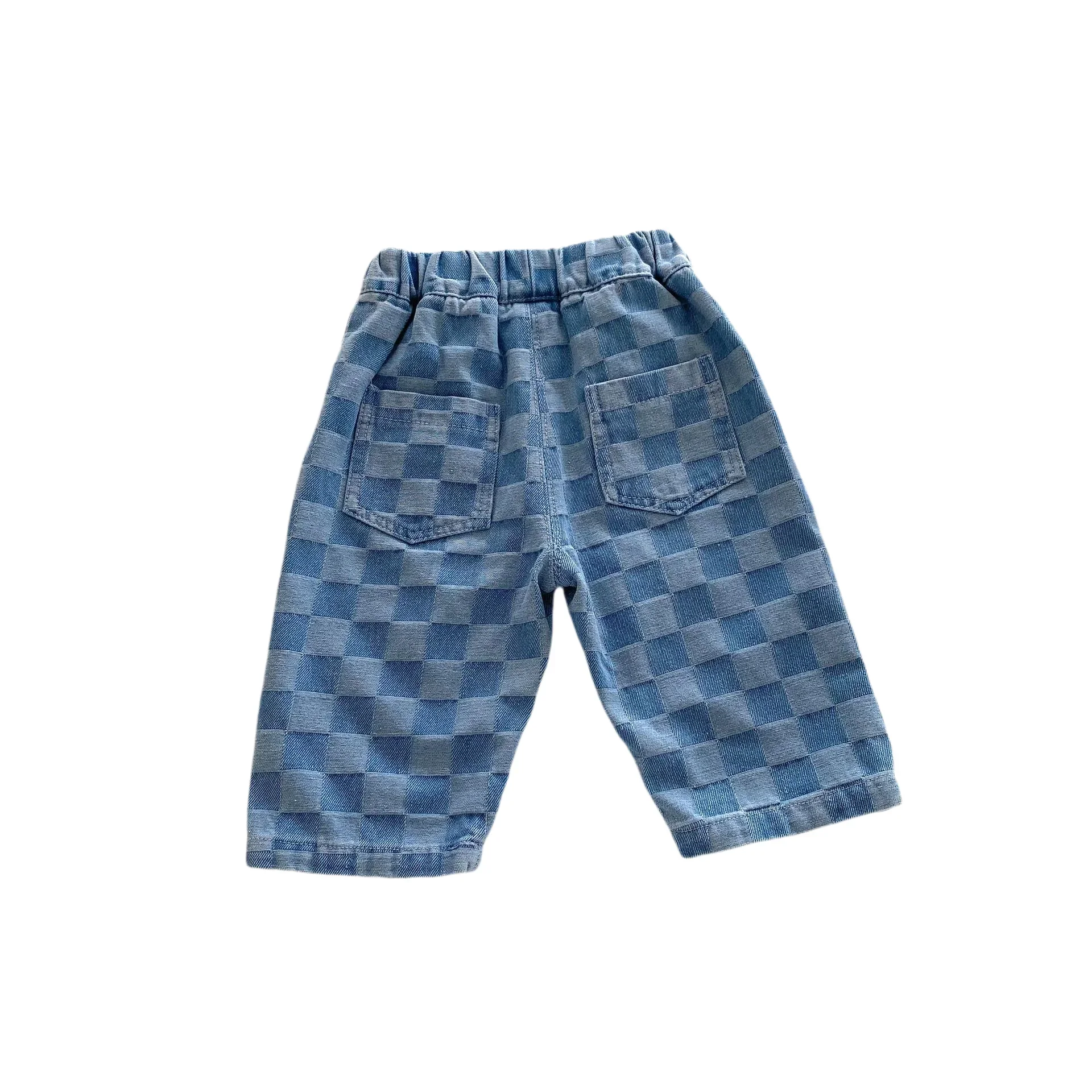 Soft Denim Checkered Jeans for Kids
