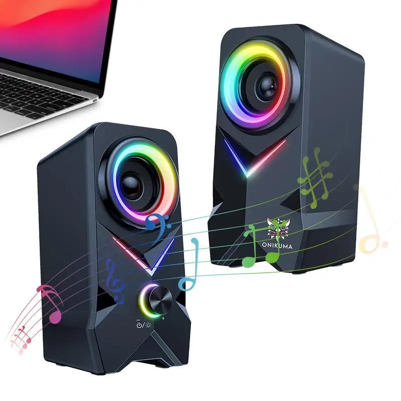 

Computer Speakers For ONIKUM,A L2 HIFI Stereo Surround Music RGB Gaming Speakers For Laptop Computer Desktop PC Loudspeakers