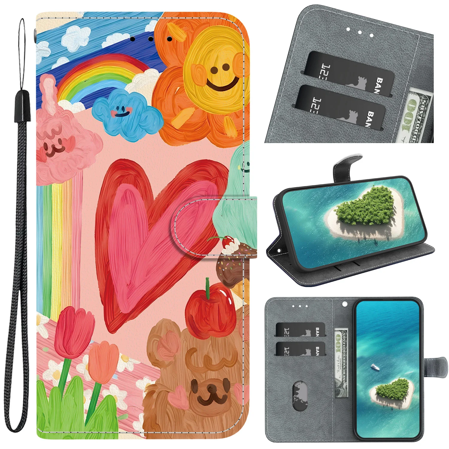 Premium Magnetic Leather Flip Wallet Phone Case