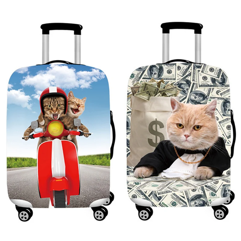 Suitcase Elastic Case Cover 3D Cat Luggage Protection Covers 18-32Inch Baggage Trolley Trunk Dustproof Cover Travel Accessories