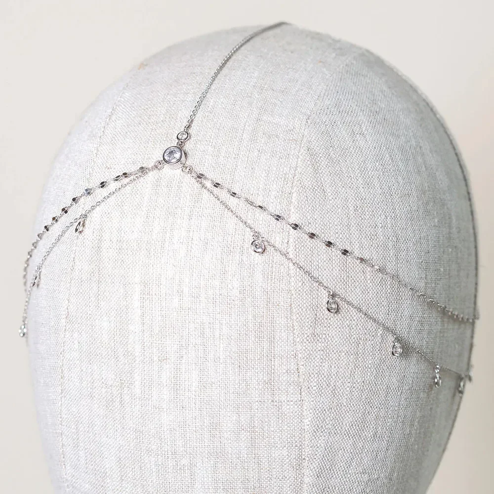 Bridal Forehead Chain XSBODY Fashion Boho Crystal Head Chain Wedding Hair Accessories Elegant Headpiece Bling Bridal Forehead Chain Indian Jewelry