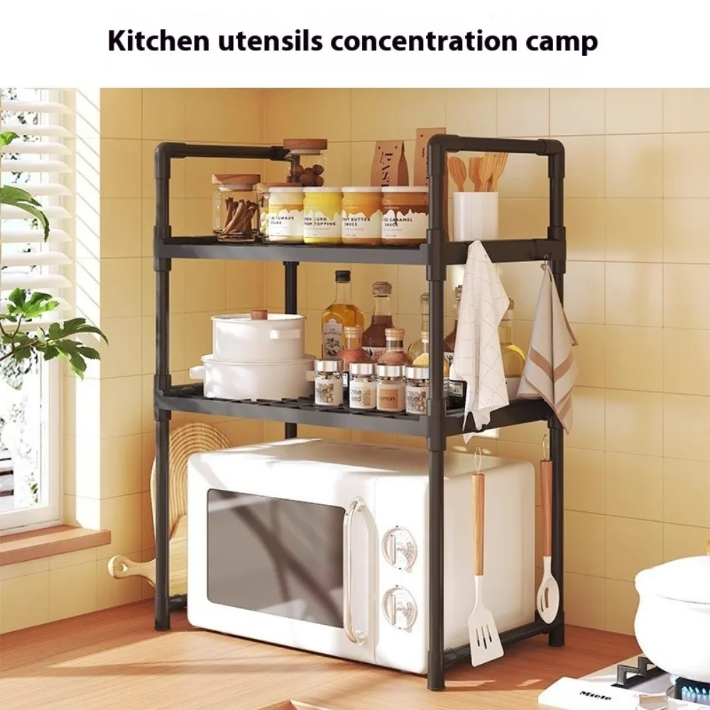 Over Microwave Shelf Countertop Organizing Rack Heavy Duty Kitchen Utensils Tableware Storage Hooks Household accessory