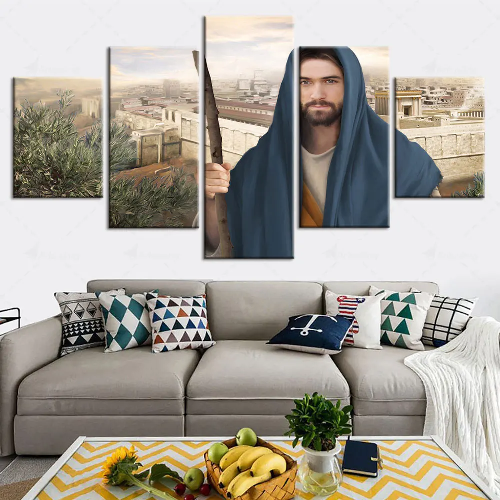 

Artsailing Religion 5 Pieces Canvas Christianity Posters Home Decor HD Paintings Jesus Pictures Sofa Background Wall Art Print