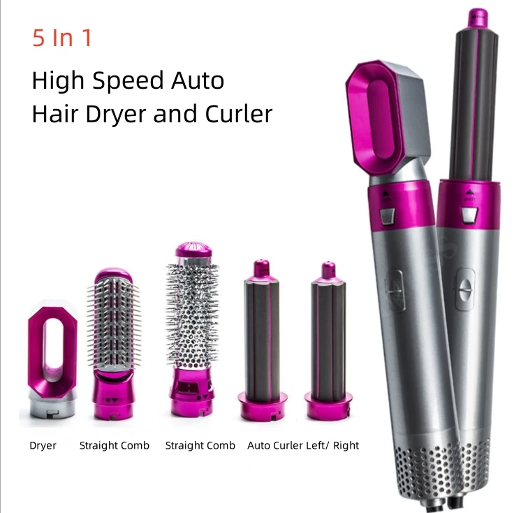 5 In 1 Big Wave Formers Hot Wind Care Rollers Wet and Dry Hair Dryer 1000W Auto Rotating Hair Curler Iron