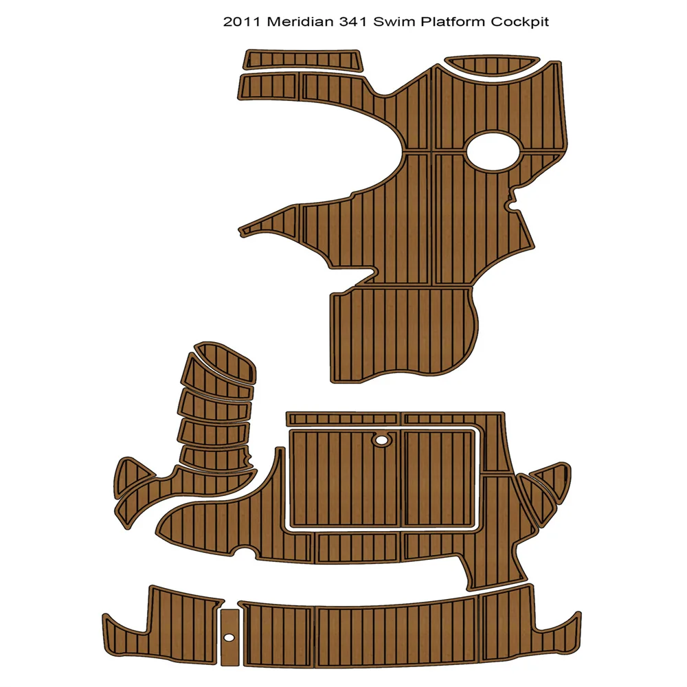 2011 Meridian 341 Swim Platform Cockpit Pad Boat EVA Foam Faux Teak Flooring Mat swim