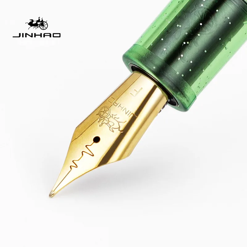Elegant Jinhao Fountain Pen with Acrylic Heartbeat Design for Calligraphy and Writing