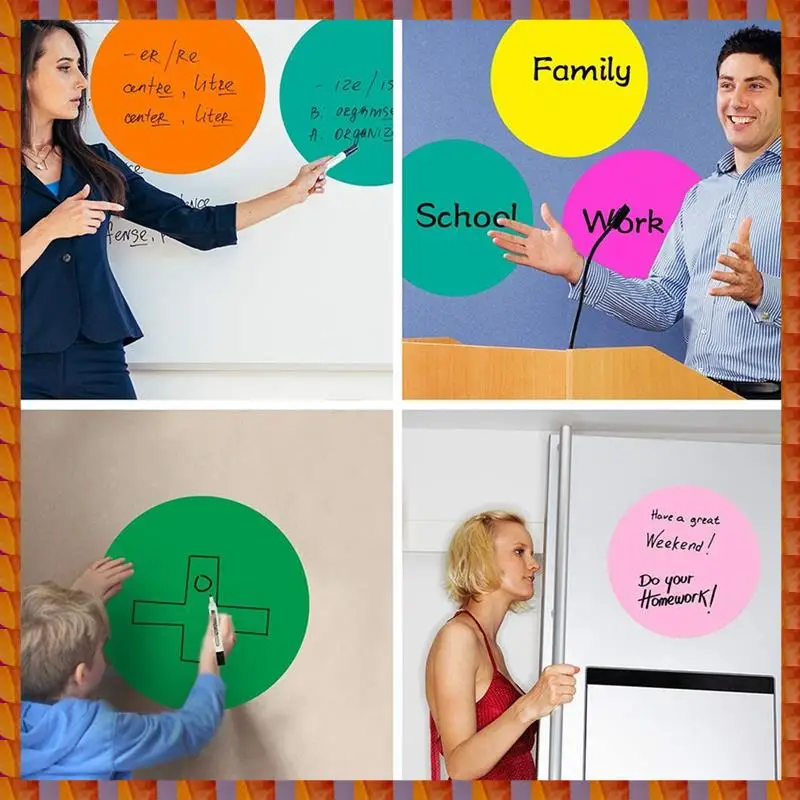 DIDI 12Pcs Dry Erase Circles Removable Vinyl Dot Stickers For School Classroom Table & Desk 11.8Inch