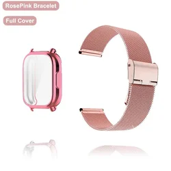 Premium Metal Strap with Case & Screen Protector for Redmi Watch 5 Lite (RosPink with Case)