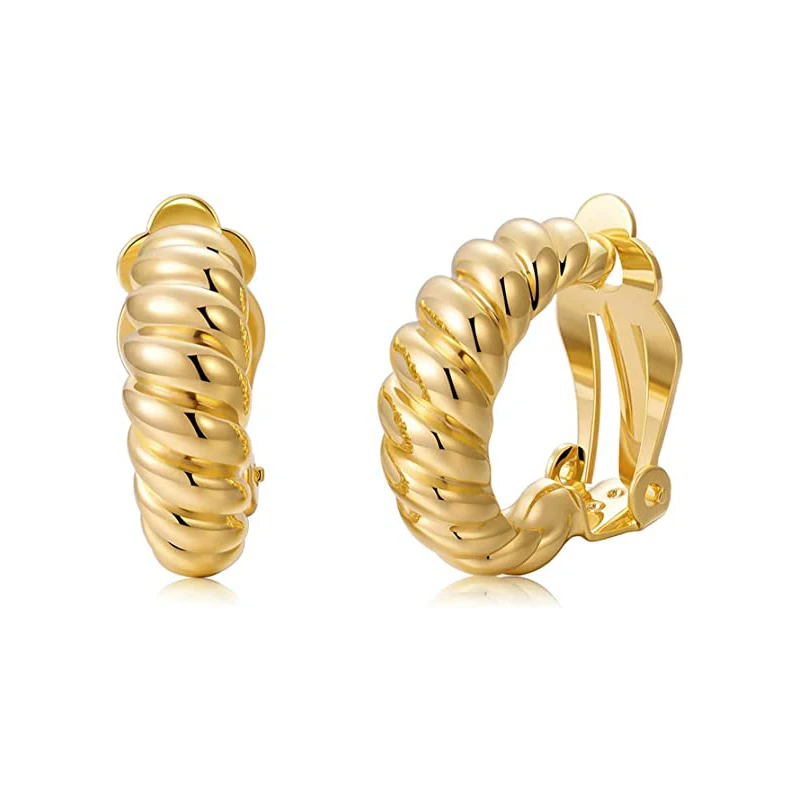 AllenCOCO Orecchini A Clip In Oro 14K, A Grappolo Con Pietre Finte, Ipoallergenici, Per Donne E Ragazze, Senza Foratura, 1,8 Cm - 2