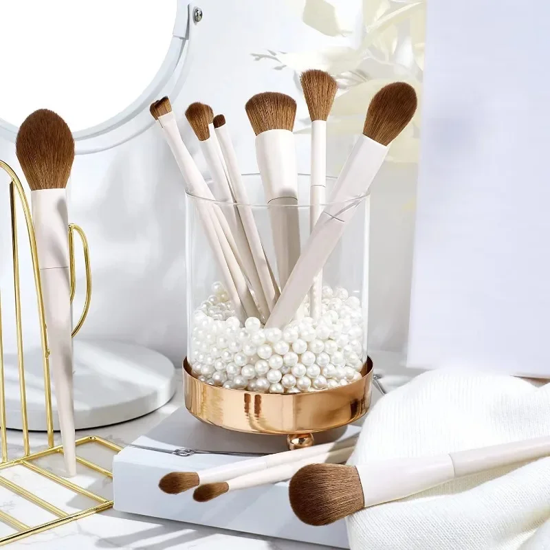

Wooden handle 14 makeup brush set beginner set imitation horse hair animal hair eyeshadow blush foundation brush