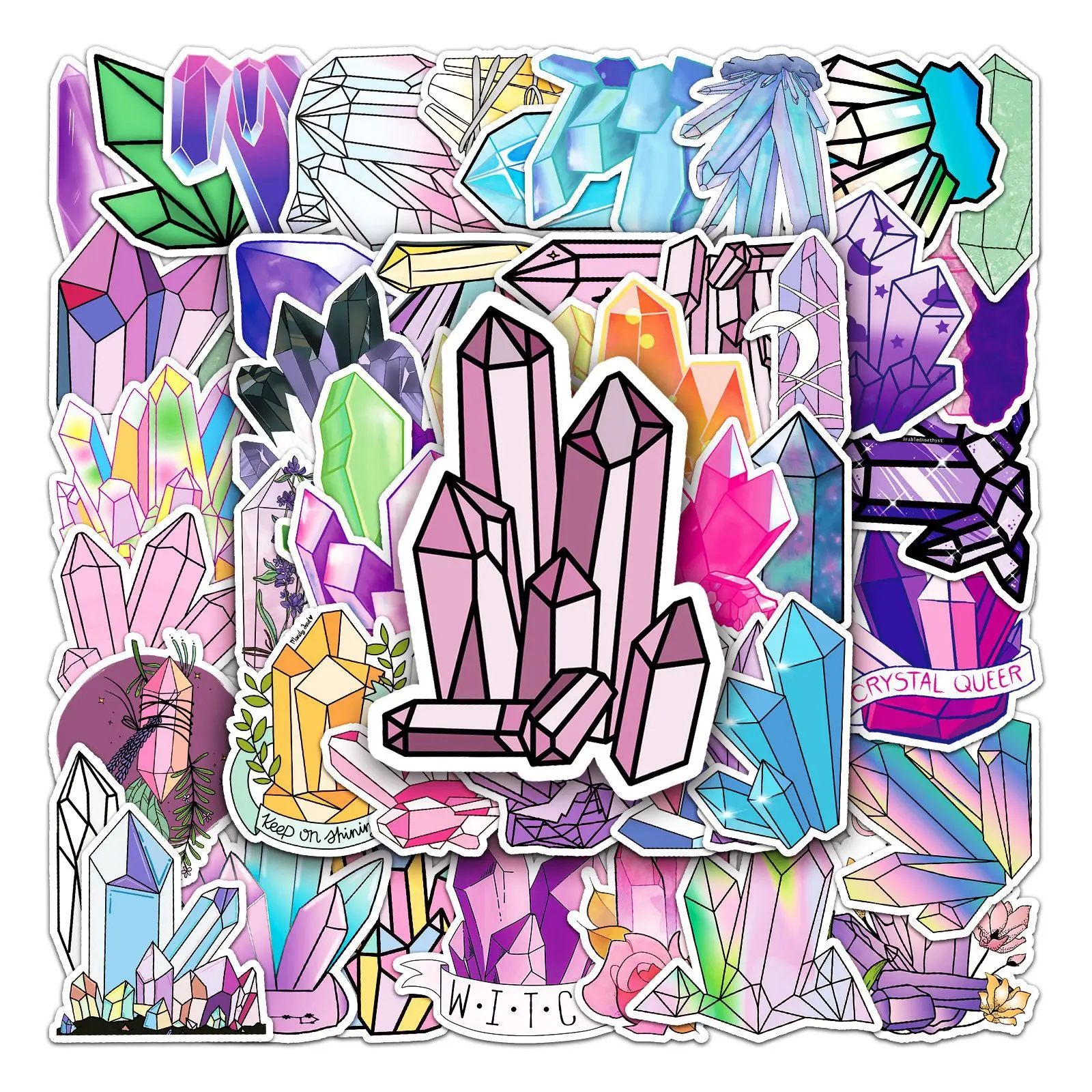 

50Pcs Cartoon Magic Crystal Series Graffiti Stickers Suitable for Laptop Helmets Desktop Decoration DIY Stickers Toys Wholesale