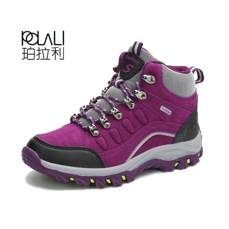 Winter High Top Women Hiking Waterproof Trekking Boots Mountain Climbing Shoes Sports Rubber Sole Shoes Nubuck Men Couple hiking shoes