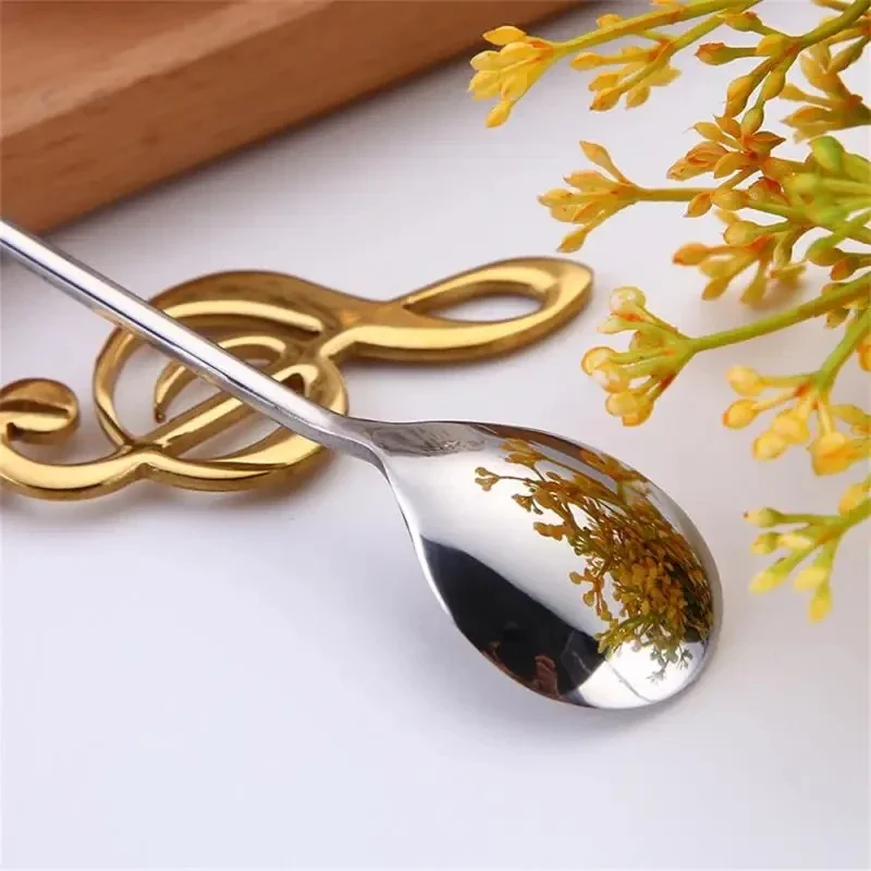 Musical Note Stainless Steel Teapoon Spoon Treble Clef Shape Mug Teaspoons Music Bar Ice Cream Creative Spoon Kitchen Tableware