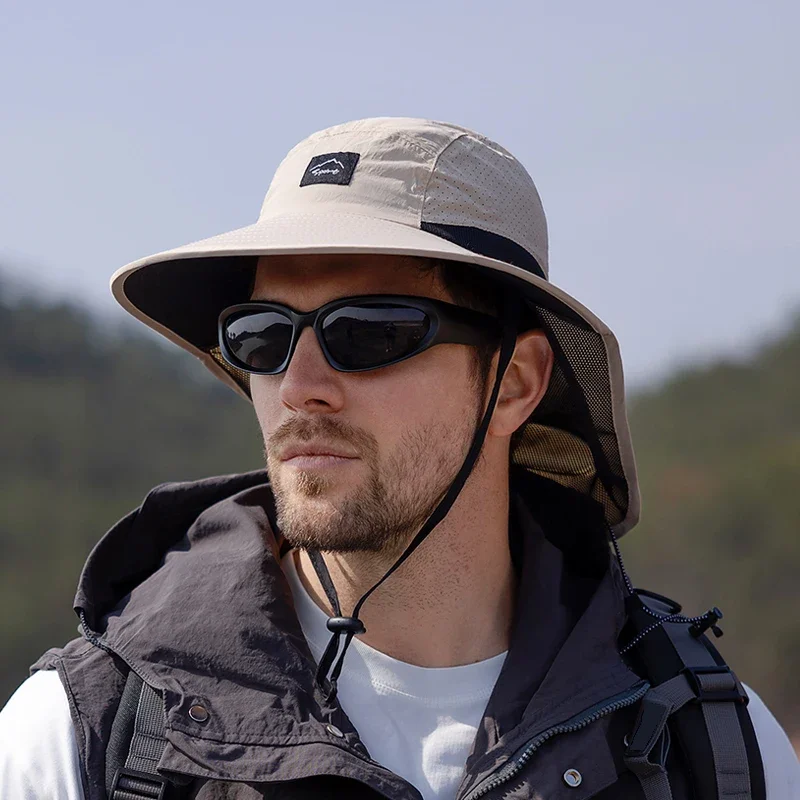 Chapeau de pêcheur châle d'été pour hommes, pare-soleil respirant à séchage rapide, Protection solaire d'extérieur, chapeau de pêche