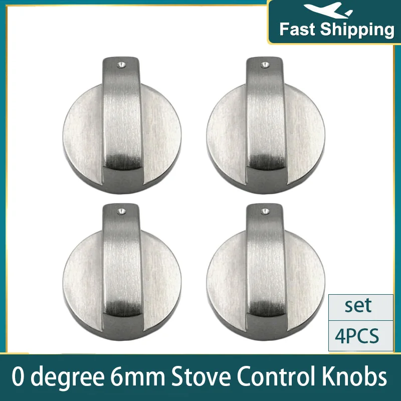 4PCS Oven Knobs Metal Silver Rotary Switch Control Gas Knobs Replacement Accessories for Kitchen Cooker Gas Stove Oven Cooktop