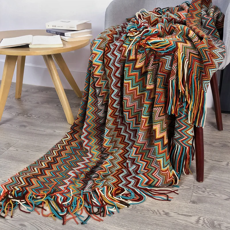 Blanket Bohemia Blanket Throw Blanket For Bed Knitted Blankets With Tassel Plaid Throws For Couch For Happy Nappers - 6