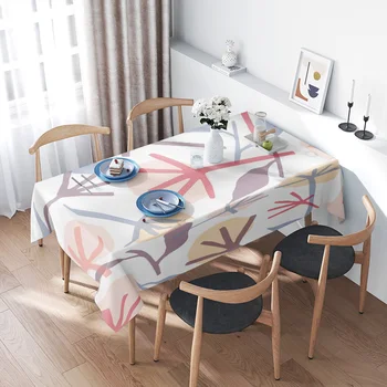 Modern Floral Tablecloth with Wooden Chairs Perfect for Dining Room Decor